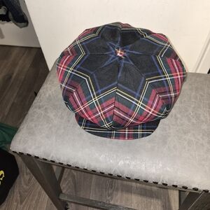 Tartan Baker Boy Cap - Red & Navy